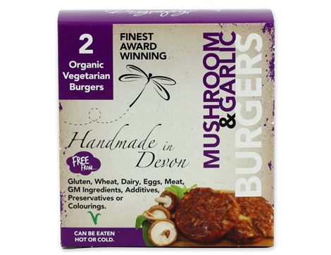 Mushroom & Garlic Burgers, Dragonfly (2 x 100g)