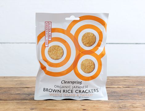 brown rice crackers with sesame and tamari clearspring