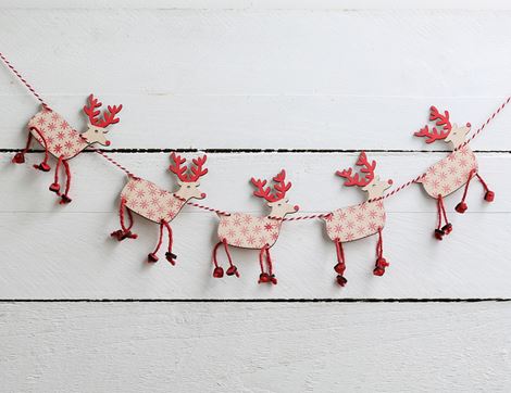 Wooden Reindeer Bunting Craft Kit, Artcuts
