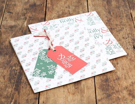 The Holly & The Ivy Upcycled Gift Wrap and Tag, Coffeenotes (Pack of 2)