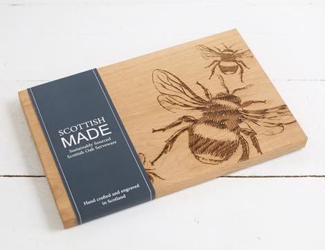 Chopping Board, Bee Print, Sustainable Scottish Wood (30 x 20 x 2cm)