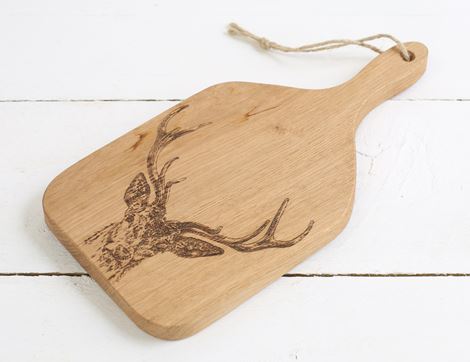 small handle paddle chopping board stag print selbrae house