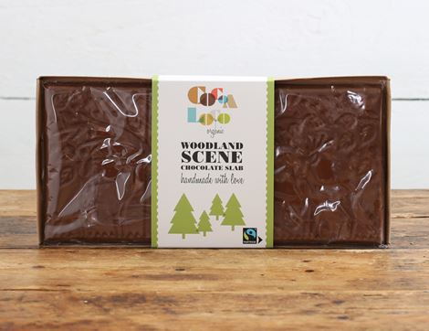 Milk Chocolate Woodland Scene Slab, Organic, Cocoa Loco (350g)