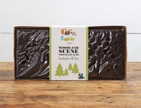 Dark Chocolate Woodland Scene Slab, Organic, Cocoa Loco (350g)