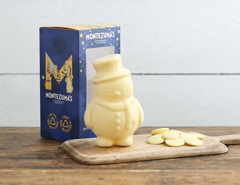 white chocolate snowman with chocolate buttons
