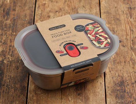 multi-function rectangular food box medium black & blum