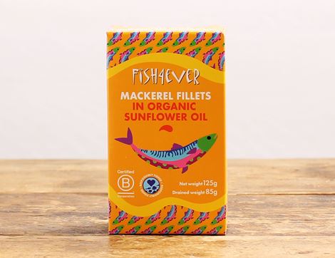 Wild Mackerel Fillets in Organic Sunflower Oil, Fish4Ever (125g)