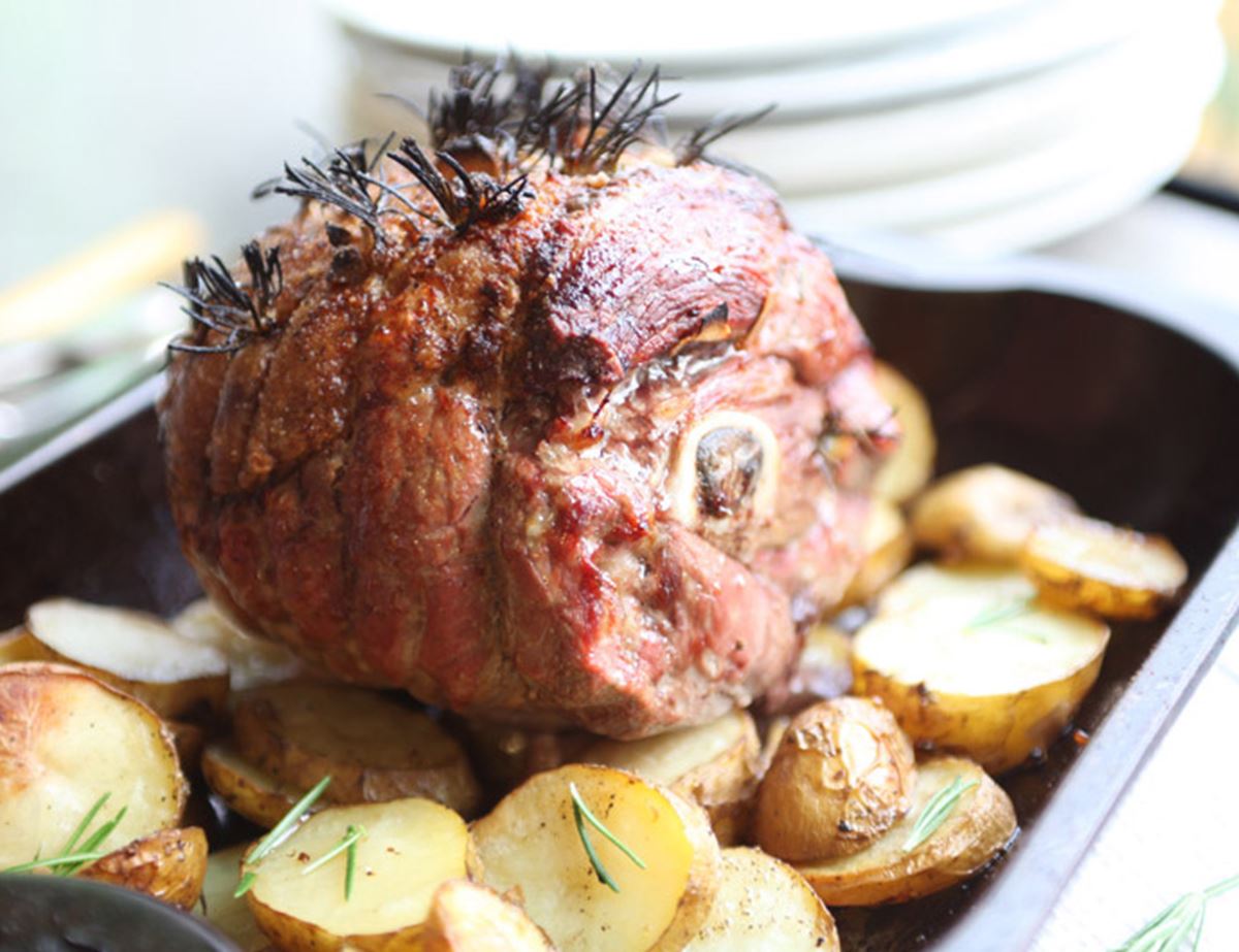 Roast Leg of Lamb with Lemony New Potatoes