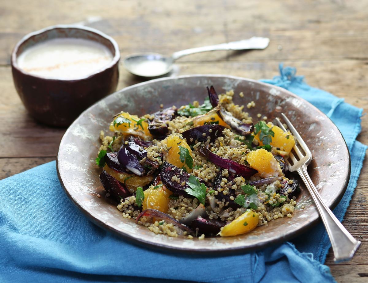 Moroccan Quinoa with Date & Tahini Dressing