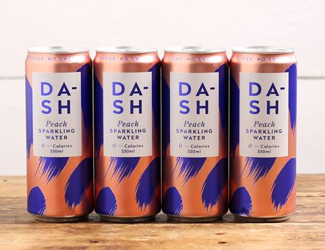 Peach Infused Sparkling Water, B Corp, Non-Organic, DASH Water (4 x 330ml)