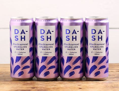 Blackcurrant Infused Sparkling Water, B Corp, Non-Organic, DASH Water (4 x 330ml)