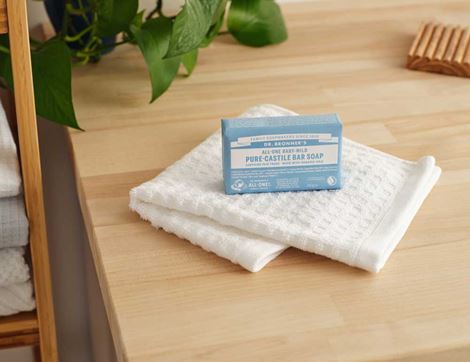 Castile Soap Bar, Baby Unscented, Organic, Dr Bronner's (140g)