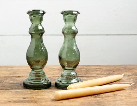 Recycled Glass Candle Holders, Jarapa (Pair)