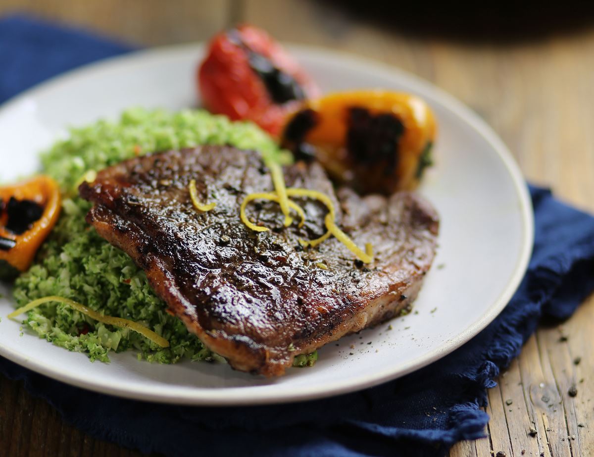 Jerk Pork with Broccoli Rice