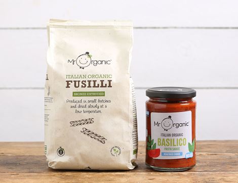 Fusilli Pasta & Basilico Sauce Bundle, Organic, Mr Organic (850g)