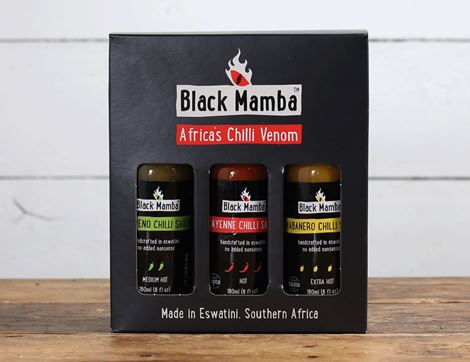 africa's chilli venom hot sauce gift set black mamba