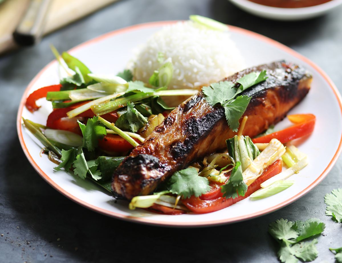 Grilled Thai Salmon with Stir-Fried Veg