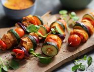 Sweet Potato Kebabs with Mango Barbecue Sauce