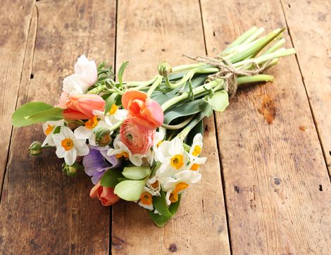 Hand-Tied Seasonal Flower Bouquet, Organic, Abel & Cole