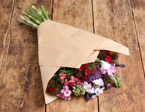 Hand-Tied Seasonal Flower Bouquet, Organic, Abel & Cole