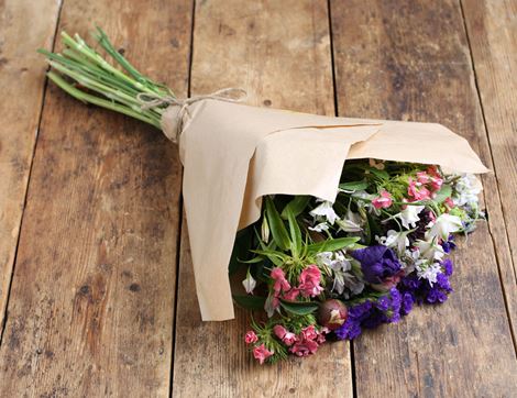 Hand-Tied Seasonal Flower Bouquet, Organic, Abel & Cole