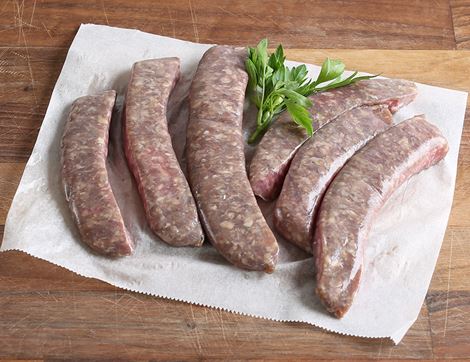 beef & garlic sausages peelham farm