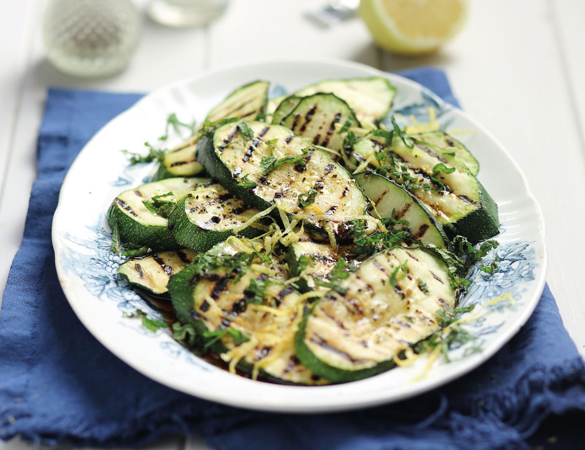 Griddled courgettes with lemon and garlic recipe