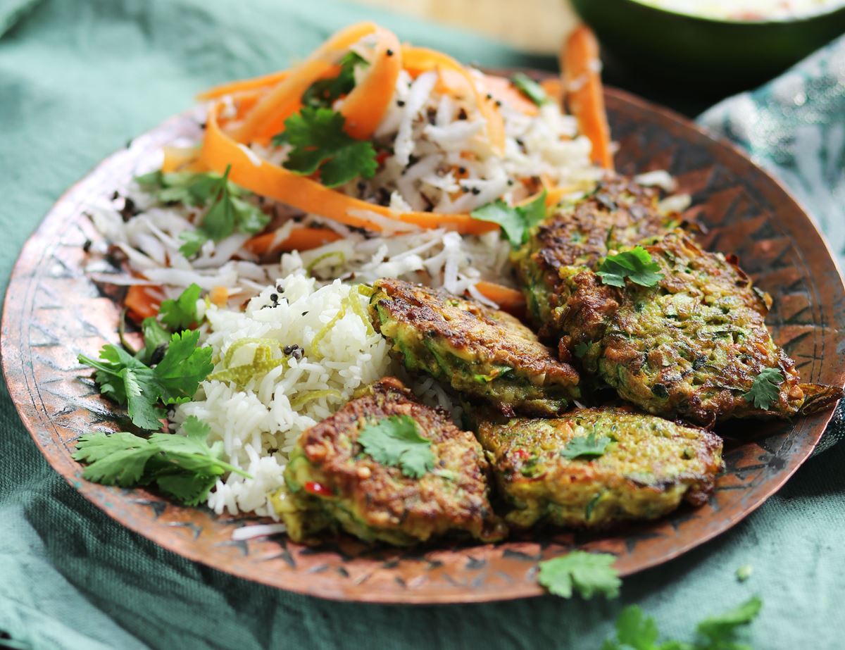 Courgette & Cashew Bhajis with Coconut Slaw