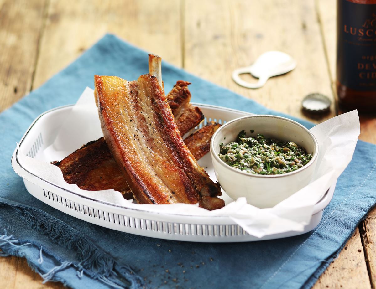 Pork Belly Chops with Salsa Verde