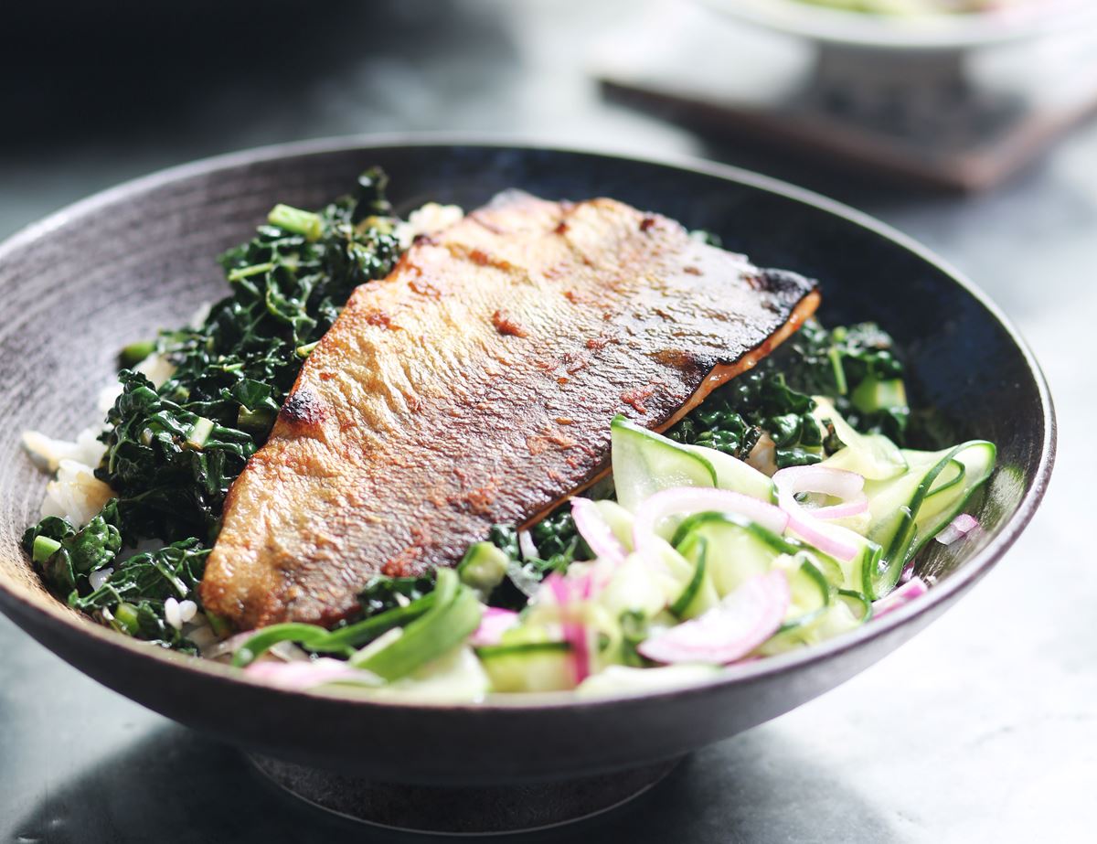 Grilled Trout Donburi with Sticky Rice