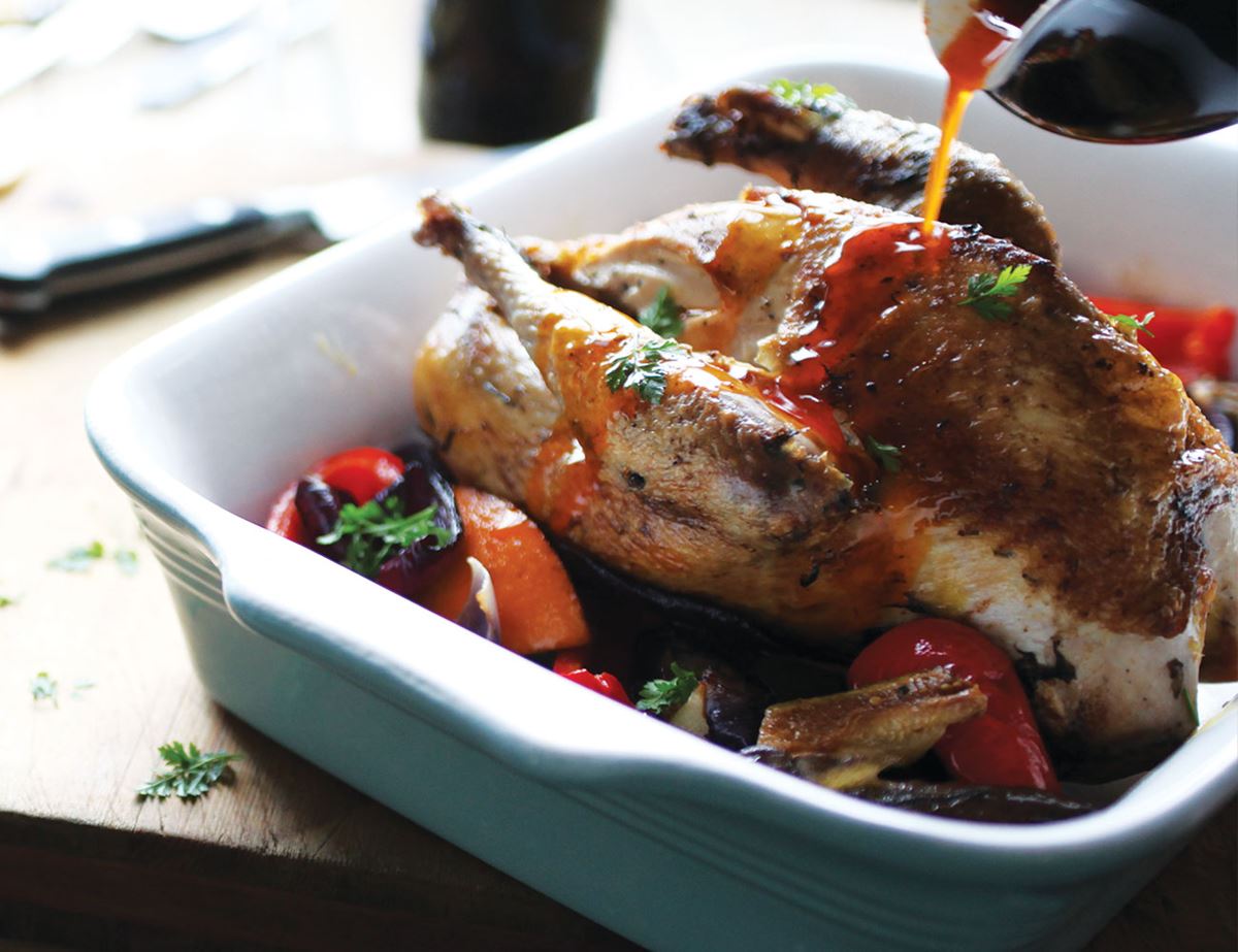 Roast Pheasant and Veg with Moroccan-Spiced Butter
