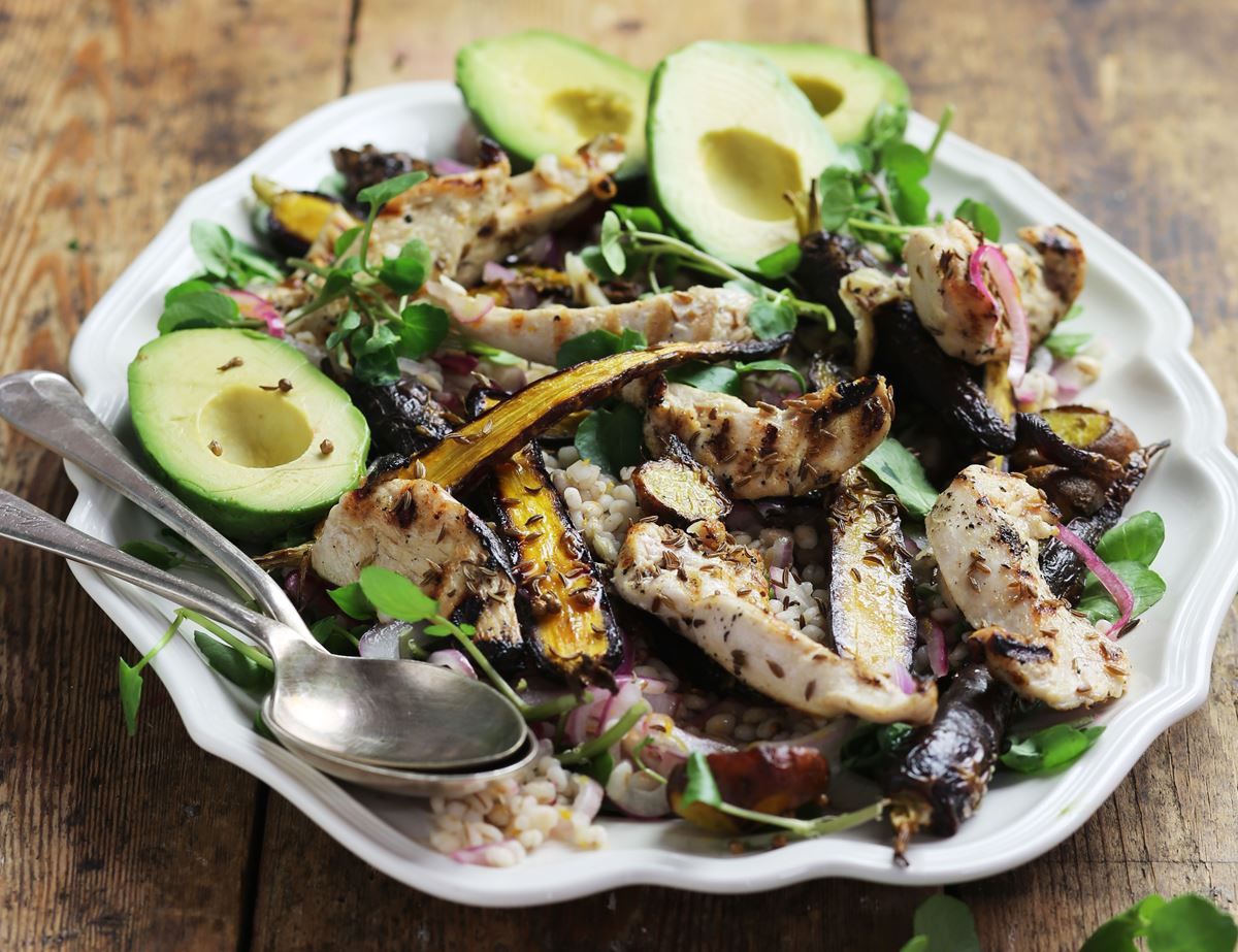 Griddled Citrus Chicken, Root & Avocado Salad