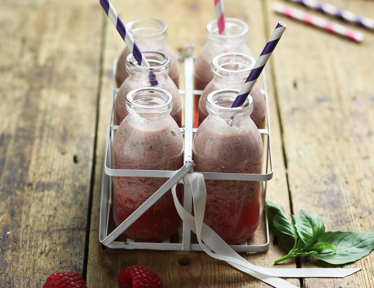 Raspberry, Basil & Coconut Smoothie