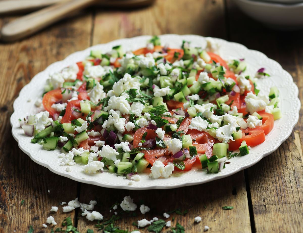 Tomato Salad with Sheep's Cheese & Mint