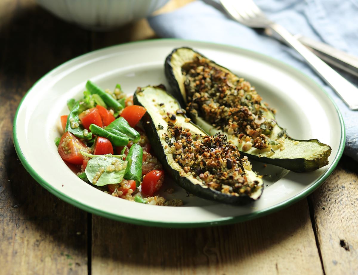 Stuffed Courgettes with Cashew Quinoa