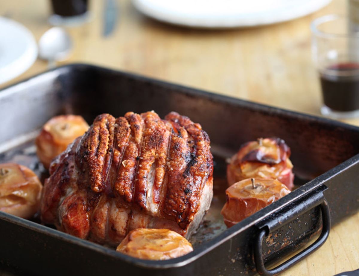 Roast Leg of Pork with Honey Glazed Apples