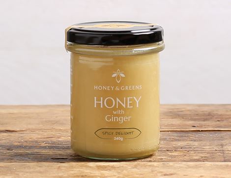 British Honey with Ginger, Non-Organic, Honey & Greens (240g)