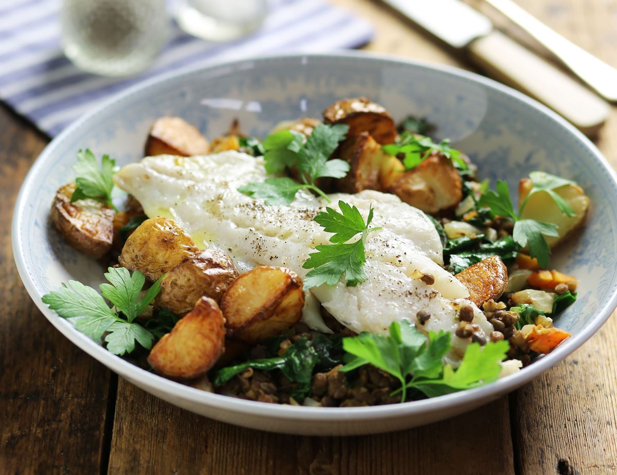 Haddock & Braised Green Lentils