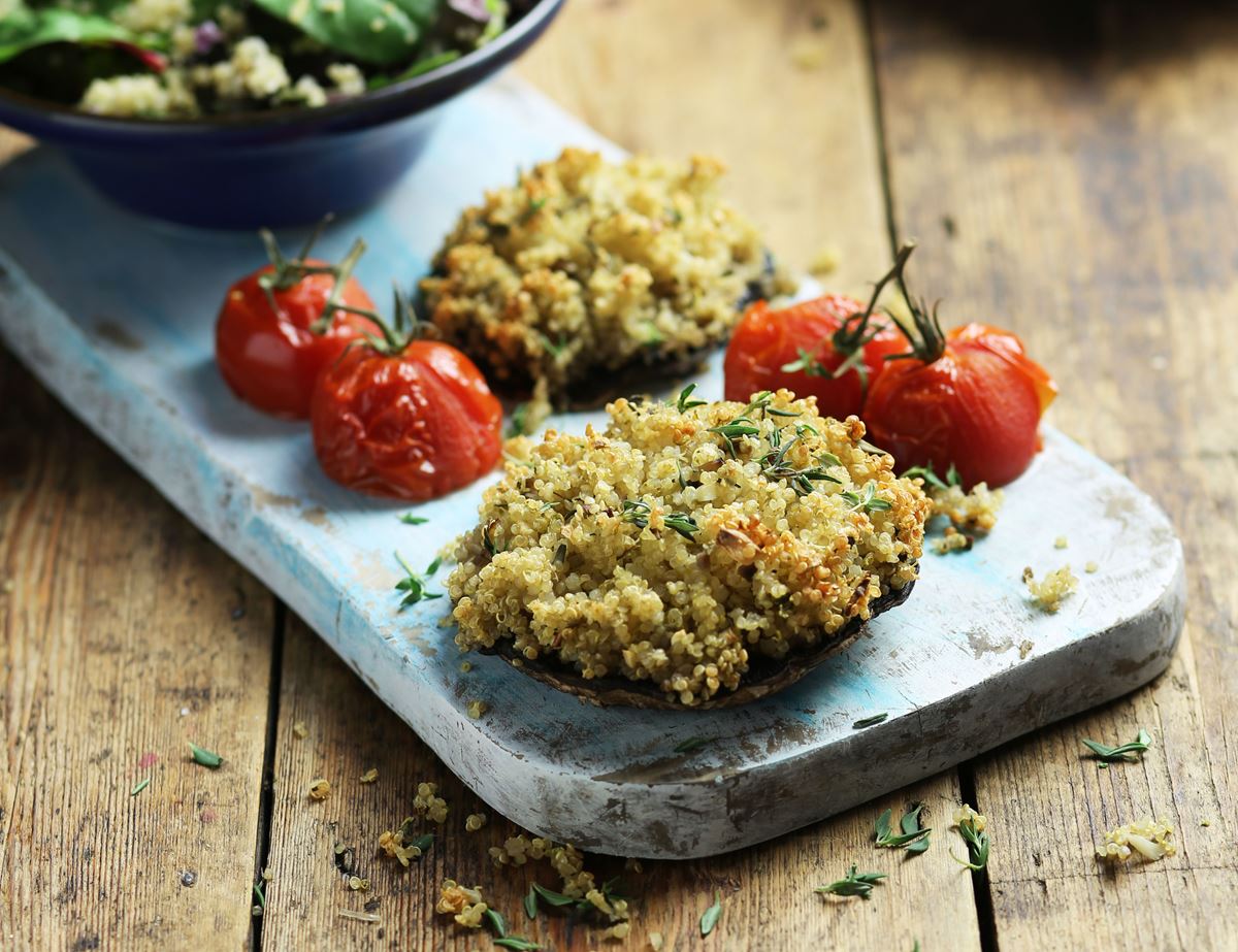Baked Mushrooms Stuffed with Herby Quinoa