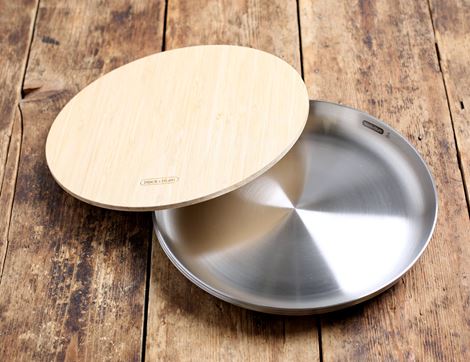Stainless Steel Picnic Plate Set, Black & Blum (set of 4)