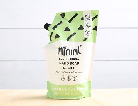 Cucumber & Aloe Vera Hand Soap, Reusable Refill Pouch, Miniml (1L)