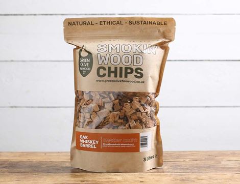 Oak Whiskey Barrel Smoking Chips, The Green Olive Firewood Co. (3L)