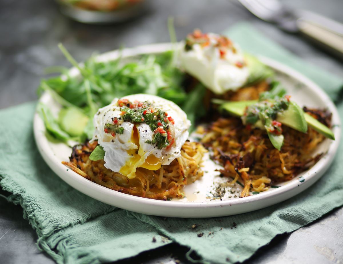 Sweet Potato Haystacks & Chilli Eggs 