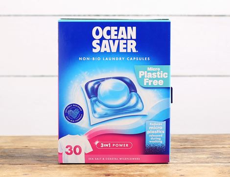Plastic Free Non-Bio Washing Capsules, Sensitive, Ocean Saver (30 Washes)