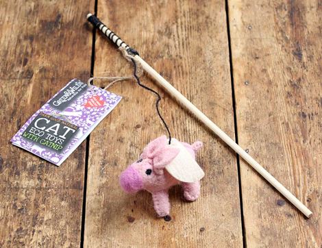Piggie Sue, Eco Cat Teaser Toy with Catnip, Green and Wilds