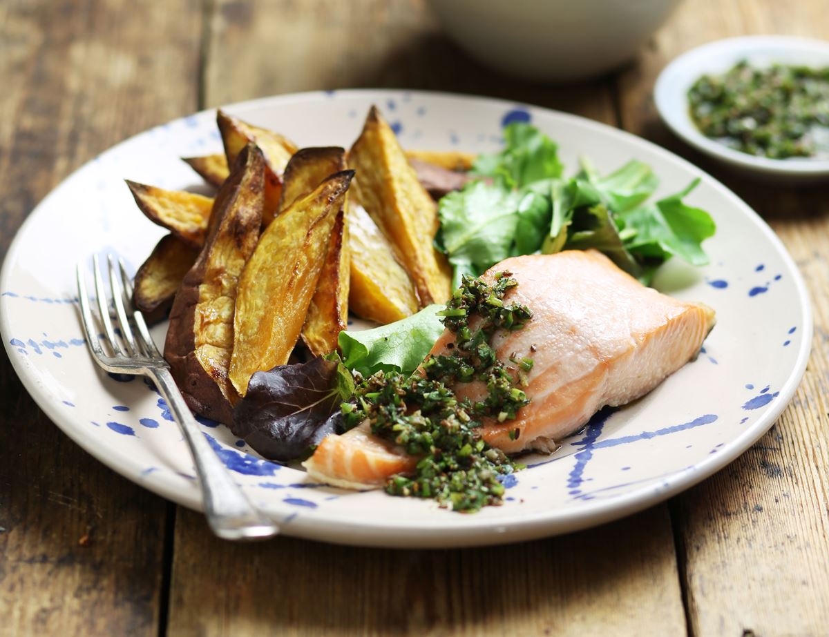 Baked Salmon with Mojo Verde