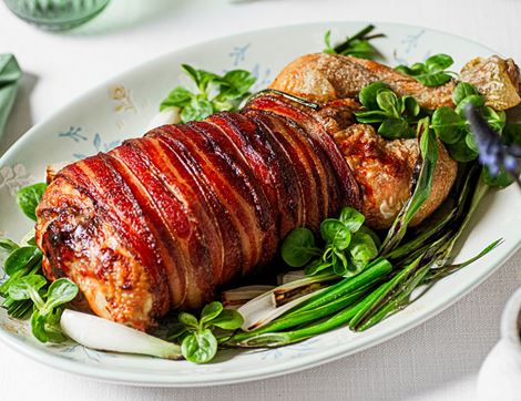 Bacon Wrapped Roast Chicken with Chesnuts, Non-Organic, High Welfare, Farmison & Co (1.2kg)