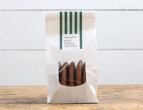 Salted Chocolate and Pistachio Fudge Cookies, Organic, Daylesford (340g)