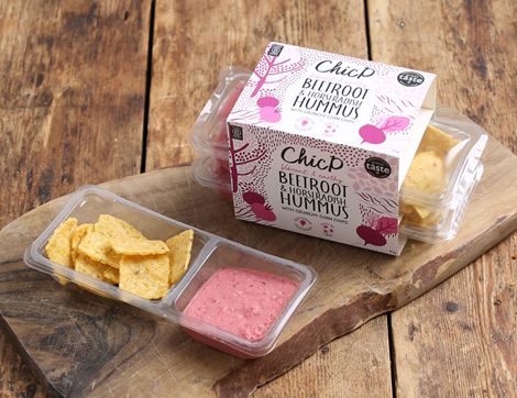 Beetroot & Horseradish Hummus with Corn Chips, B Corp, Non-Organic, ChicP (165g, pack of 3)