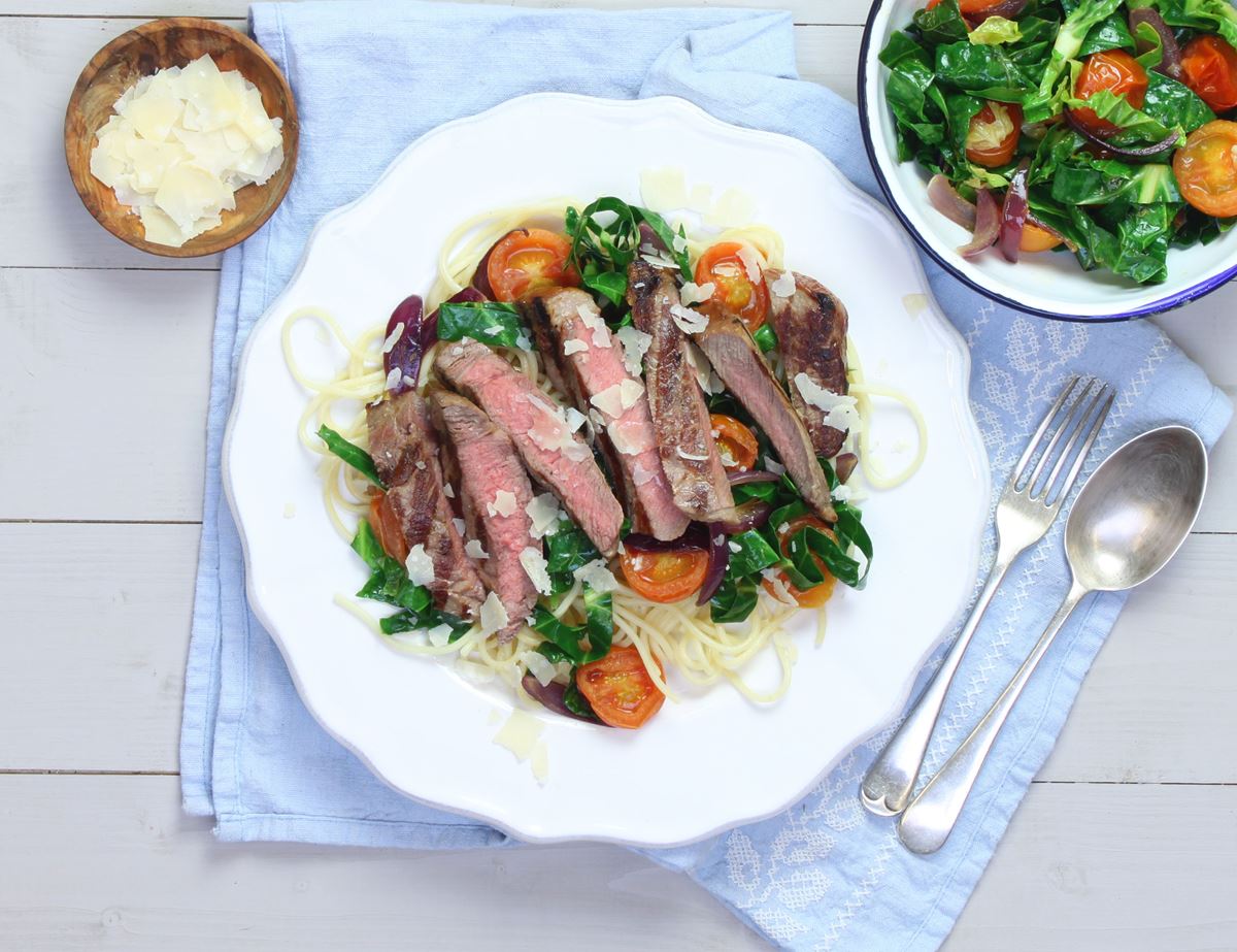 Beef Tagliata with Parmesan & Spaghetti